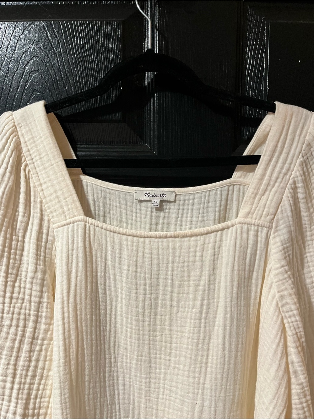 Madewell Off-White Gauze Square-Neck Peasant Blouse - Picture 2 of 8